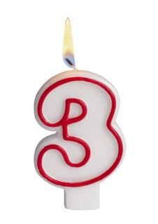 Number Three Birthday Candle