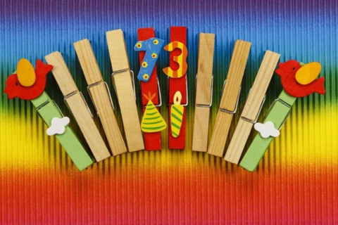 Clothes pegs and number 13