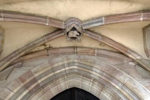 Vault with Madonna figure in the vestibule of the baker's portal