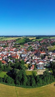 Aerial view of Frontenhausen a market in the Lower Bavarian district of Dingolfing-Landau