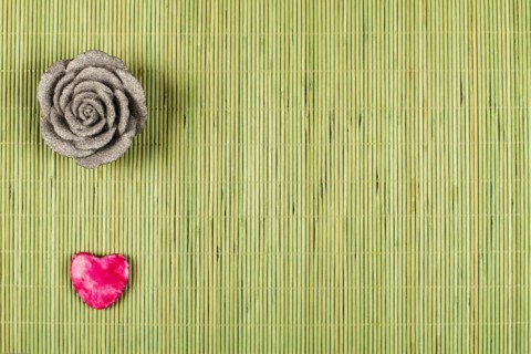 Deco Rose and Heart on Green Background