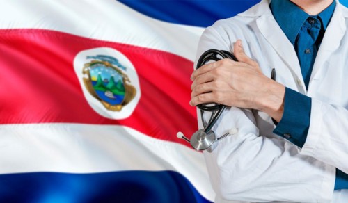 Health and care with flag of Costa Rica. Costa Rica national health concept