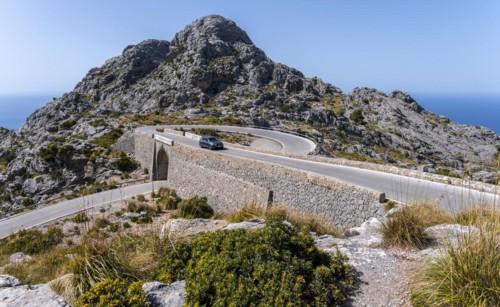 Mountain pass with switchbacks to Sa Colobra