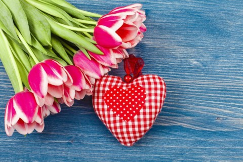 Fabric Tulip Bouquet with Heart