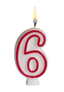 Number Six Birthday Candle