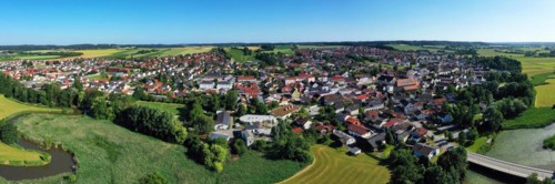 Aerial view of Frontenhausen a market in the Lower Bavarian district of Dingolfing-Landau