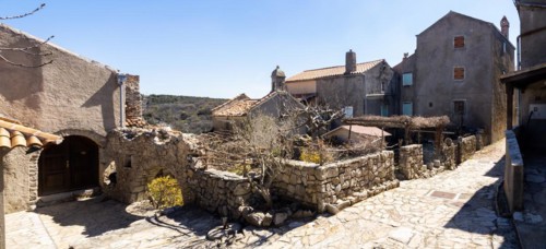 Old houses in the mountain village of Lubenice