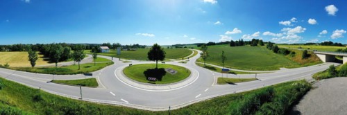 Aerial view of the roundabout near Frontenhausen
