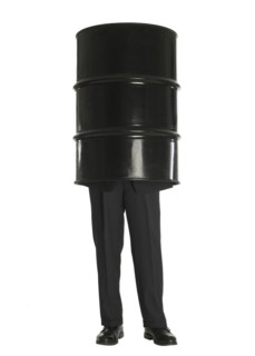 Man and oil barrel