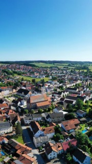 Aerial view of Frontenhausen a market in the Lower Bavarian district of Dingolfing-Landau