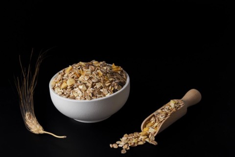 White ceramic bowl with muesli
