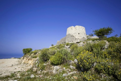 Fortress Lekuri on the coast of the Ionian Sea