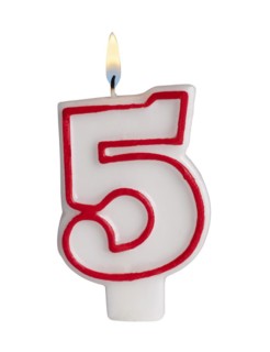 Number Five Birthday Candle
