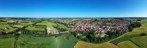 Aerial view of Frontenhausen a market in the Lower Bavarian district of Dingolfing-Landau