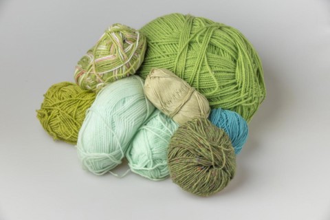 Wool in shades of green and turquoise
