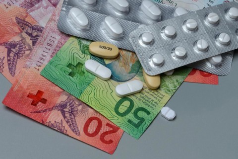 Swiss banknotes and medicines