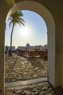 Interior of an old colonial style fortress and one of the main tourist attractions in the city of Salvador in Bahia