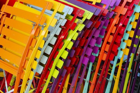 Colourful folding chairs