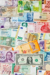 Money banknotes euro dollars currencies finances on travel background pay pay banknotes in Stuttgart