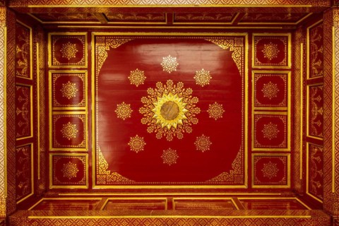 Ceiling of the Siamese Temple Sala-Thai II in the spa garden Bad Homburg vor der Hoehe