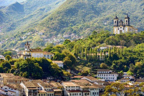 View from the top of the historic center of Ouro Preto with its houses