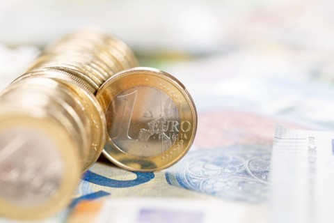 One euro Coin Save Money Finance Pay with Text Free Space in Stuttgart
