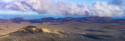 Panorama from Montana de Guardilama to Montana Chupaderos and the wine-growing area of La Geria