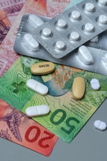 Swiss banknotes and medicines