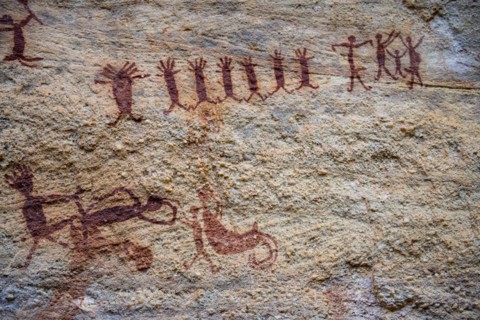 Rock art painting at Pedra Furada