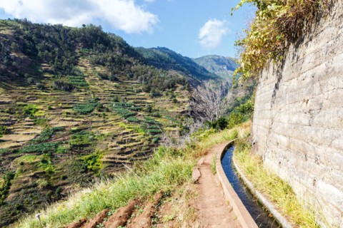 Hiking trail along the Levada Nova Hike hiking on Madeira Island