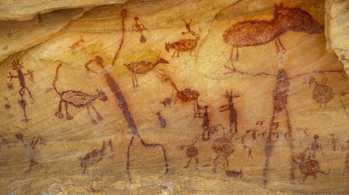 Rock art painting at Pedra Furada