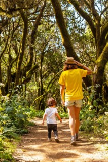Mother and son in the natural park of La Llania in El Hierro