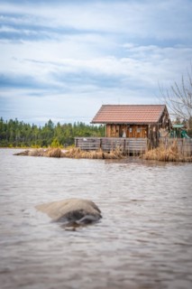 Fishing cottage on lake