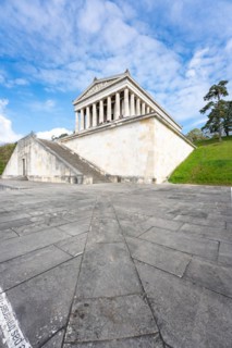 Historic Valhalla building in spring