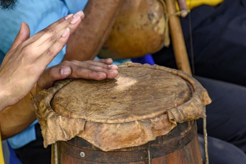 Ethnic drums used in religious festival in Lagoa Santa