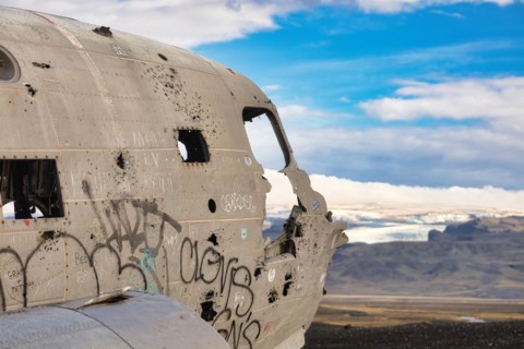 Plane wreckage on the lava beach of Solheimasandur