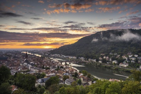 The city of Heidelberg at sunset