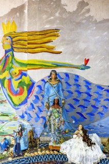 Colorful altar to Iemanja in Salvador