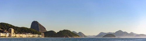 Panoramic image of Copacabana beach with the Sugar Loaf Mountain