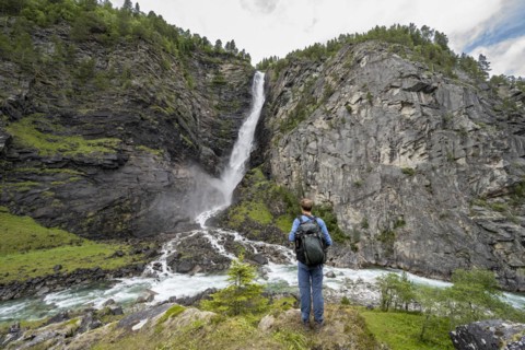Tourist by the Driva River