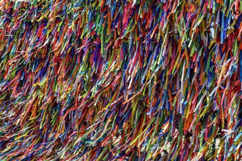 Famous lucky ribbons of our Senhor do Bonfim used as a souvenir of a trip to the city of Salvador in Bahia