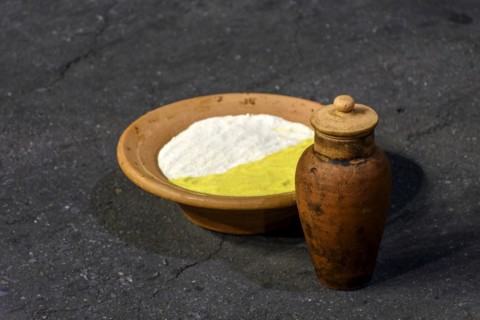Offering placed at night in the streets for Exu who is one of the main entities of Umbanda