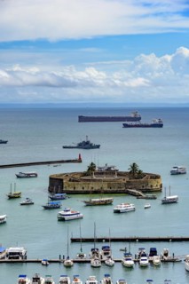 Baia de Todos os Santos and Fort of Sao Marcelo in the city of Salvador
