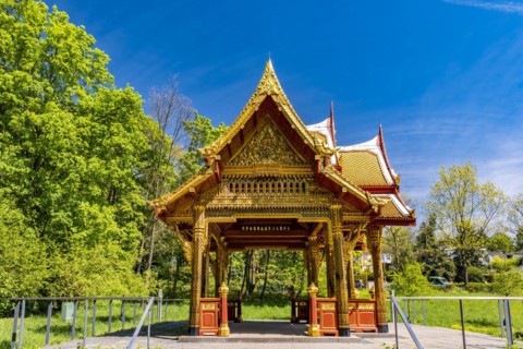 Siamese Temple Sala-Thai II in the spa gardens of Bad Homburg vor der Hoehe