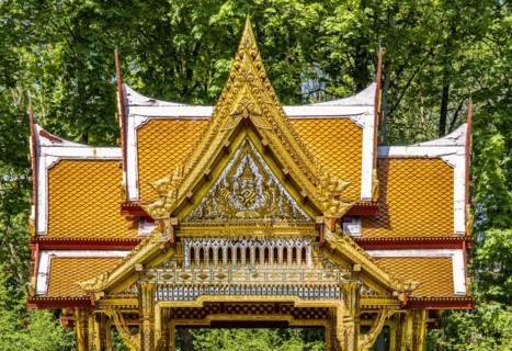 Gable of the Siamese Temple Sala-Thai II in the spa garden Bad Homburg vor der Hoehe