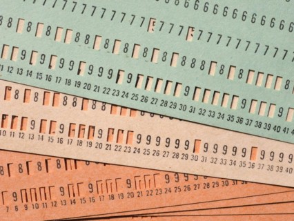 Green punched card for programming