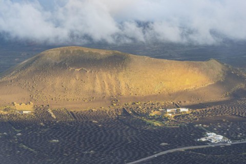 Panorama from Montana de Guardilama to Montana Diama and the wine-growing area of La Geria