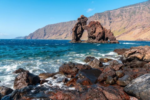 Volcanic stones at El Roque de la Bonanza in Las Playas bay on El Hierro island