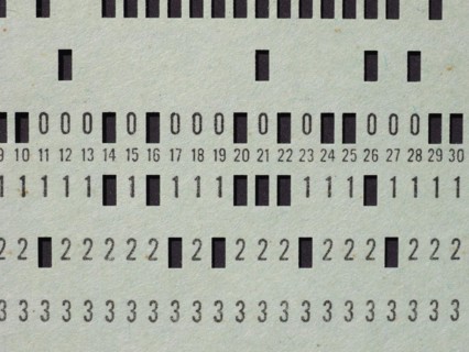 Green punched card for programming