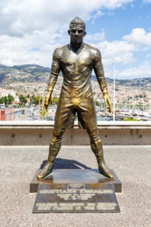 Cristiano Ronaldo statue in Funchal on Madeira Island